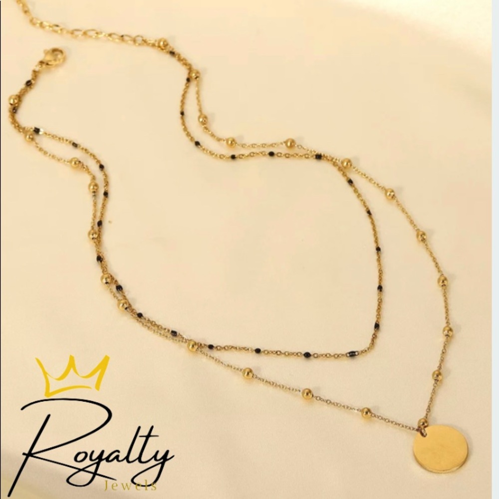 Woman Layered 18k Gold Black/Gold Luxury Royalty Jewels Quality Necklace